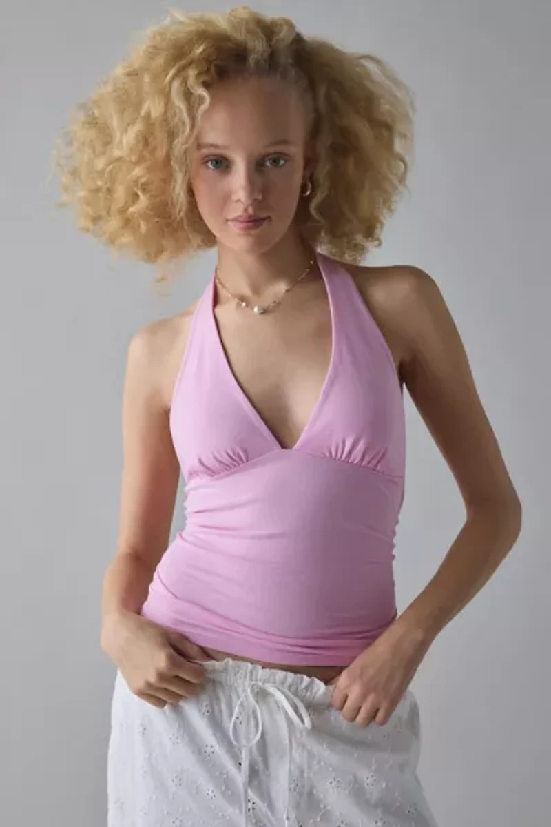 Kimchi Blue Breakup Plunging Cropped Halter Top