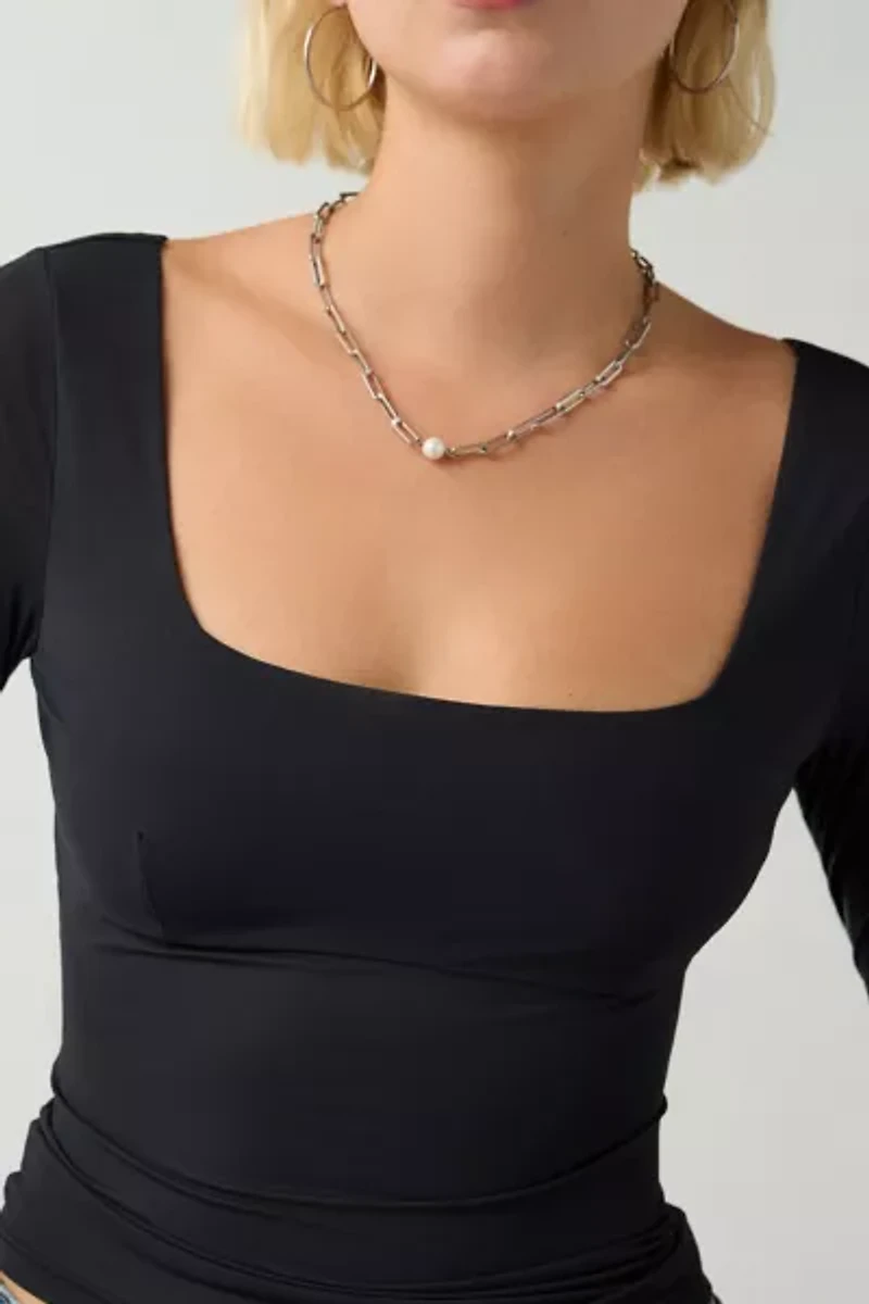 Out From Under Je T'aime Mesh Open-Back Cropped Long Sleeve Top