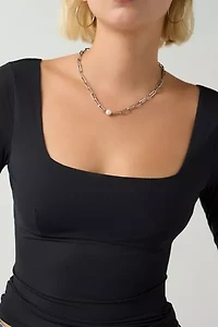 Out From Under Je T'aime Mesh Open-Back Cropped Long Sleeve Top
