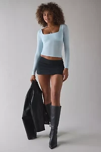 Out From Under Je T'aime Mesh Open-Back Cropped Long Sleeve Top