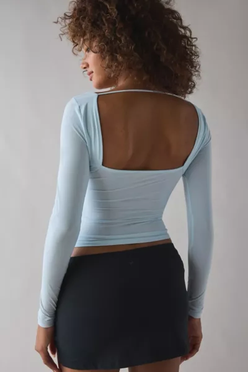 Out From Under Je T'aime Mesh Open-Back Cropped Long Sleeve Top