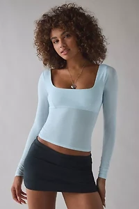 Out From Under Je T'aime Mesh Open-Back Cropped Long Sleeve Top