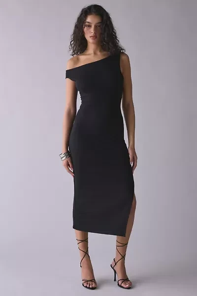 UO Josephine Jersey Knit Asymmetric Off-Shoulder Midi Dress