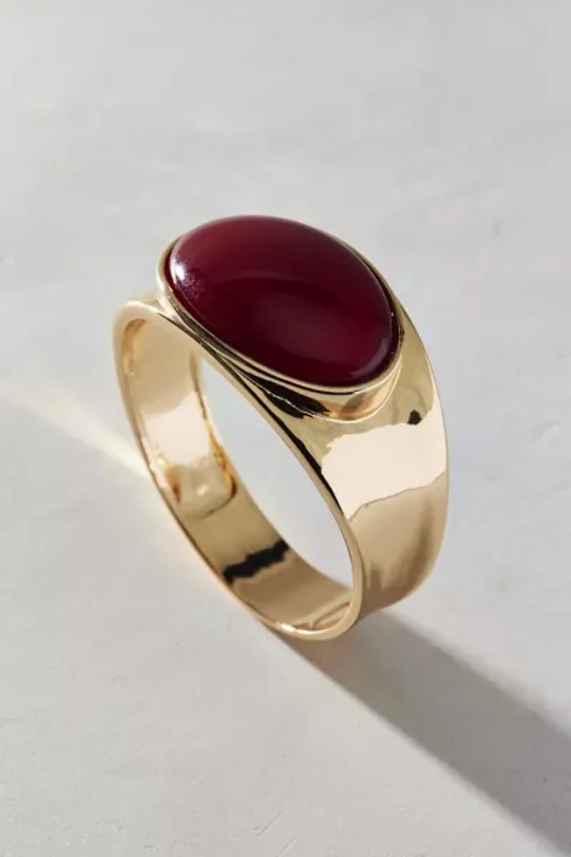 Stone Inset Metal Bangle Bracelet