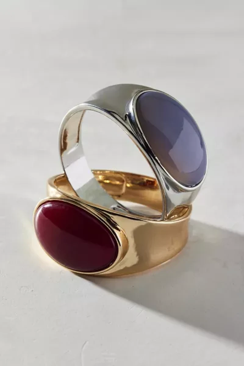 Stone Inset Metal Bangle Bracelet