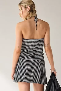 UO Erin Drop Waist Ruched Halter Mini Dress