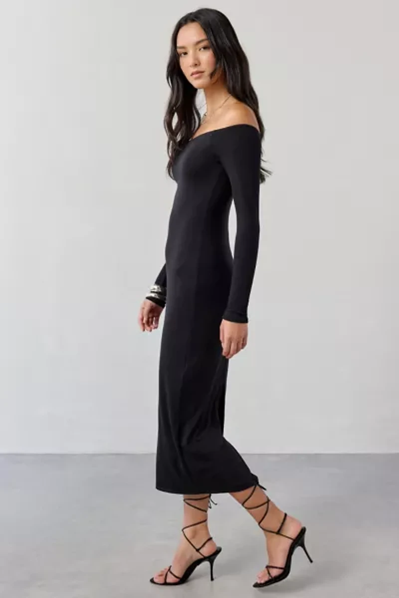 UO Lyss Jersey Knit Off-The-Shoulder Long Sleeve Midi Dress