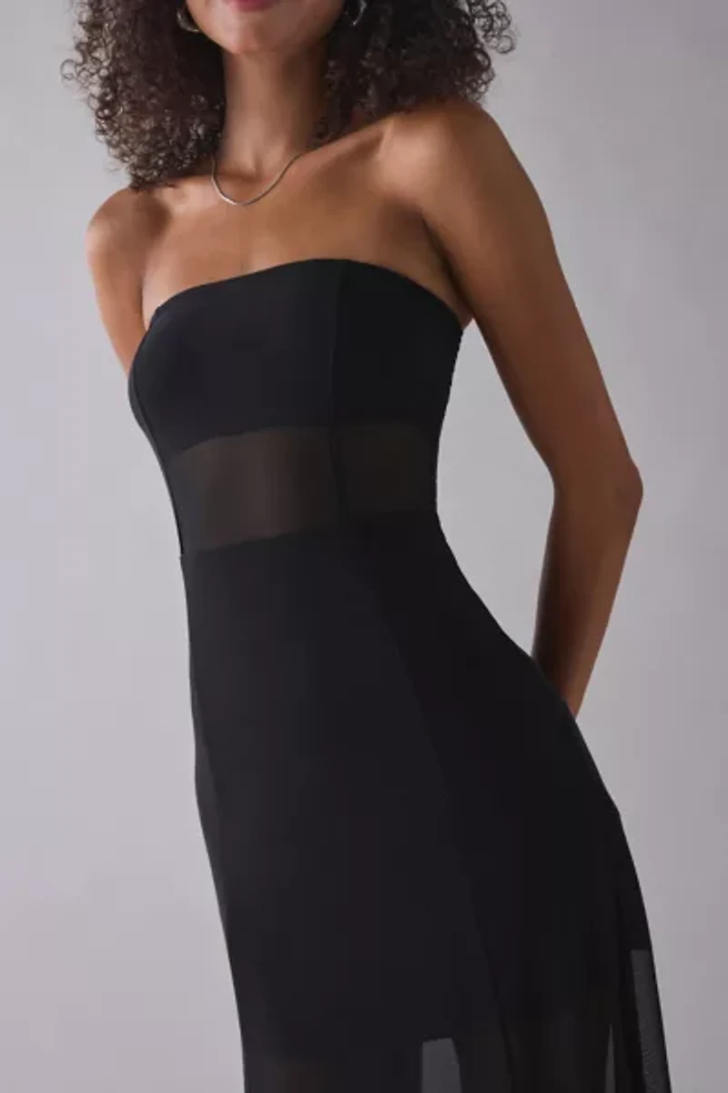 UO Illusional Strapless Sheer Mesh Maxi Dress
