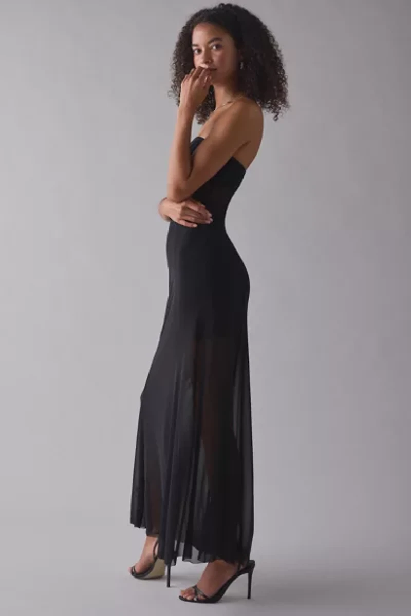 UO Illusional Strapless Sheer Mesh Maxi Dress