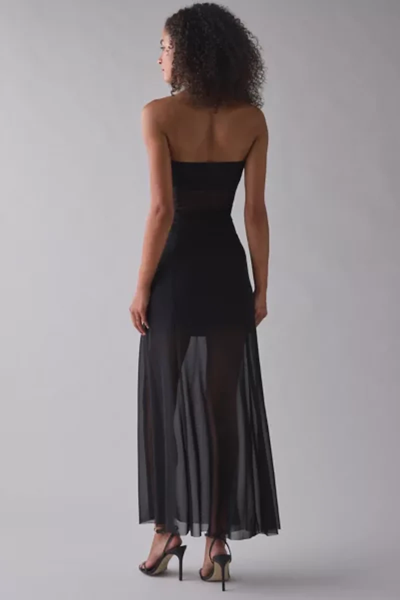 UO Illusional Strapless Sheer Mesh Maxi Dress