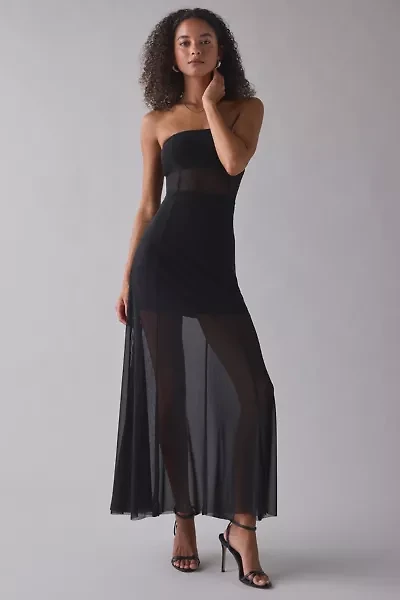 UO Illusional Strapless Sheer Mesh Maxi Dress