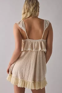 Kimchi Blue Sweet Dreaming Burnout Velvet Lace Trim Babydoll Mini Dress