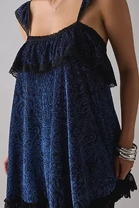 Kimchi Blue Sweet Dreaming Burnout Velvet Lace Trim Babydoll Mini Dress