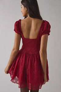 Kimchi Blue Sweetest Thing Lace Puff Sleeve Corset Mini Dress