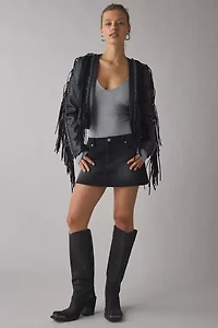 Azalea Wang Olivier Faux Leather Fringe Western Jacket
