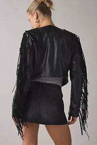 Azalea Wang Olivier Faux Leather Fringe Western Jacket