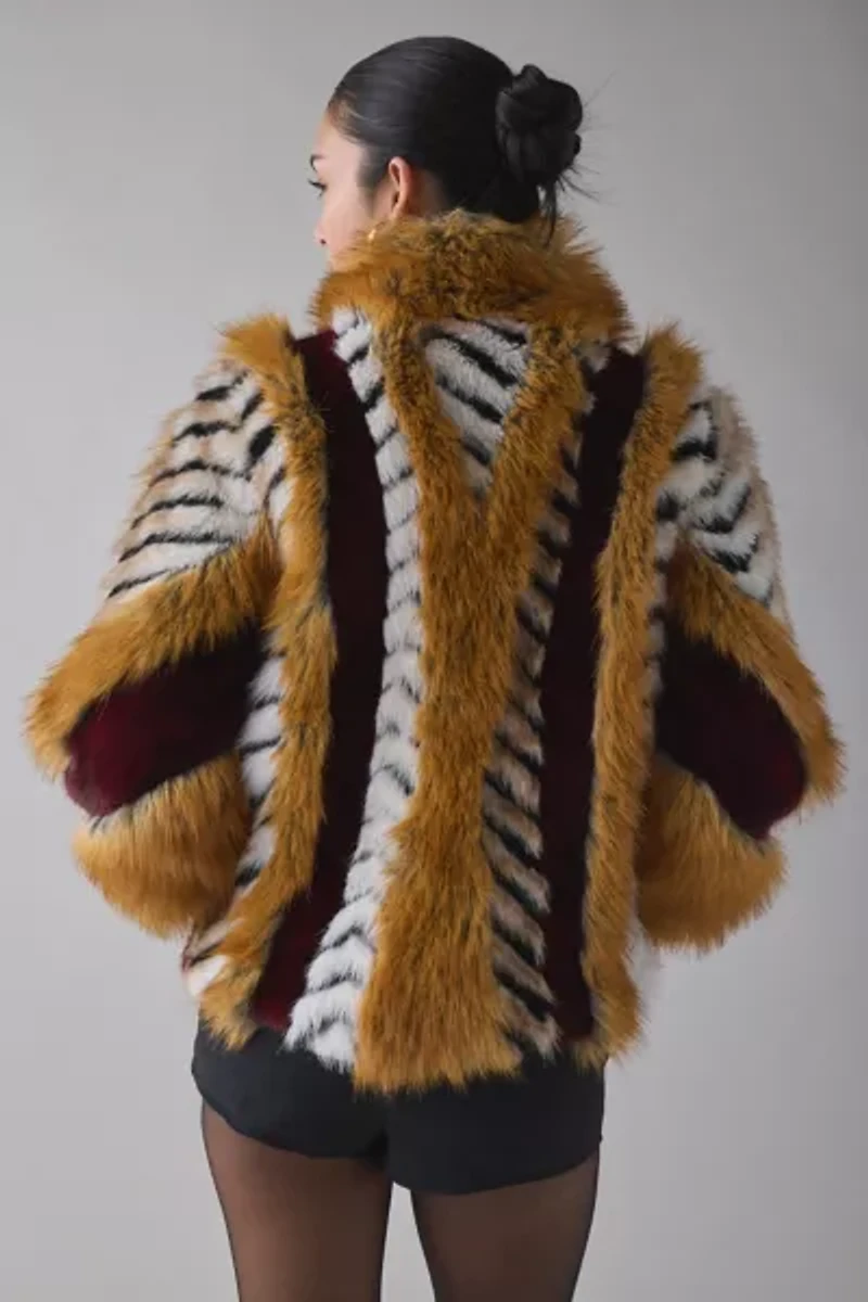 Azalea Wang Inez Cropped Textured Faux Fur jacket
