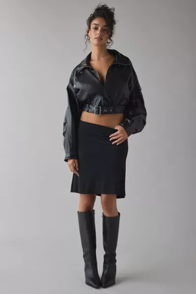 Azalea Wang Papoose Butter Faux Leather Oversized Moto Jacket