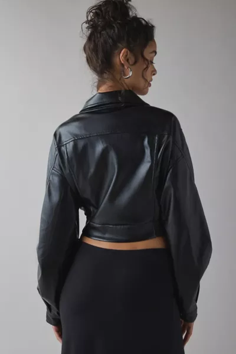 Azalea Wang Papoose Butter Faux Leather Oversized Moto Jacket