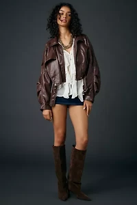 Azalea Wang Papoose Butter Faux Leather Oversized Moto Jacket