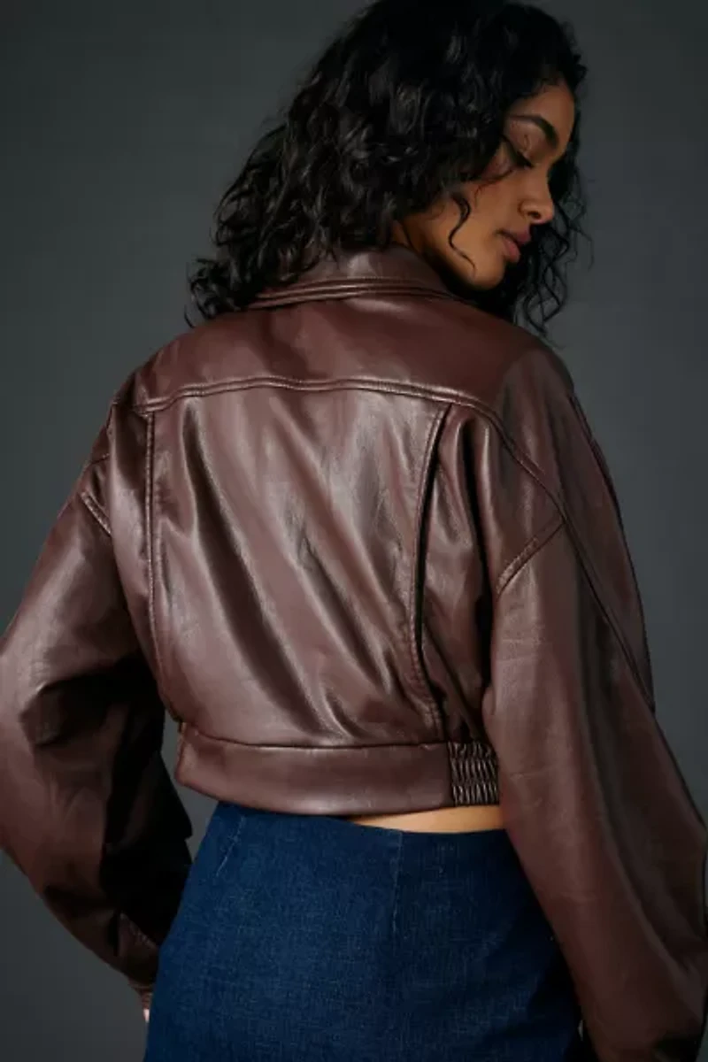 Azalea Wang Papoose Butter Faux Leather Oversized Moto Jacket
