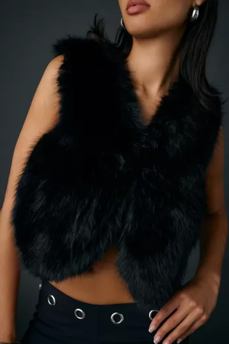 Azalea Wang Meela Faux Fur Cropped Vest