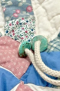 Vintage 1970's Circle Quilt Fabric Drawstring Long Shorts