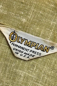 Vintage 1960's Olympian Cropped Flocked Letter Embroidered Bowling Shirt