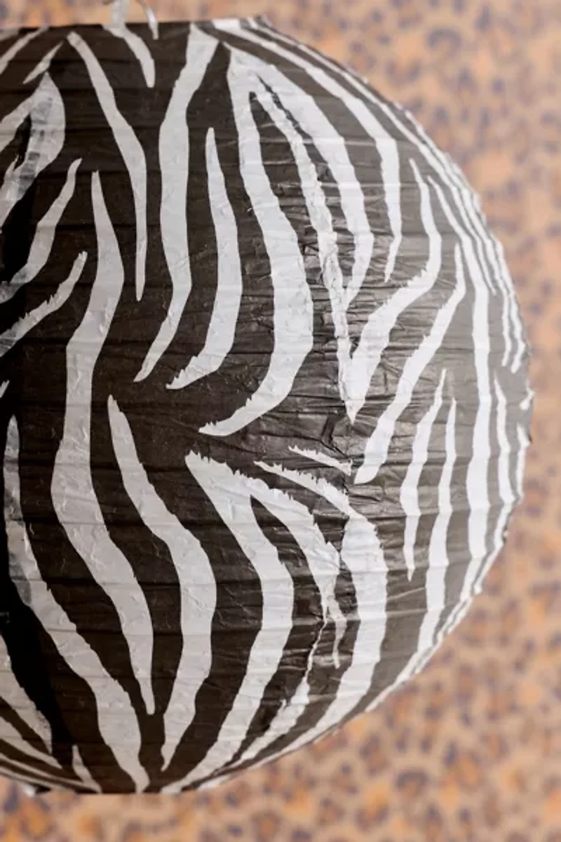 Zebra Printed Round Paper Lantern Pendant Shade