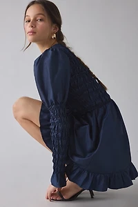 Daisy Street Thorn Puff Long Sleeve Ruched Ruffle Mini Dress