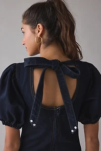 Daisy Street Aspen Drop Waist Bow-Back Denim Maxi Dress