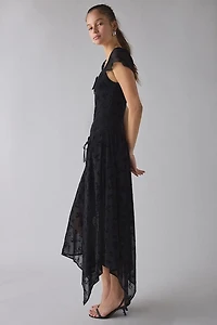 Daisy Street Luna Burnout Velvet Floral Asymmetric Maxi Dress