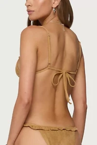 Edikted Gilda Faux Suede Triangle Bikini Top
