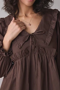 Daisy Street Fern Ruffle Collar Long Sleeve Mini Dress