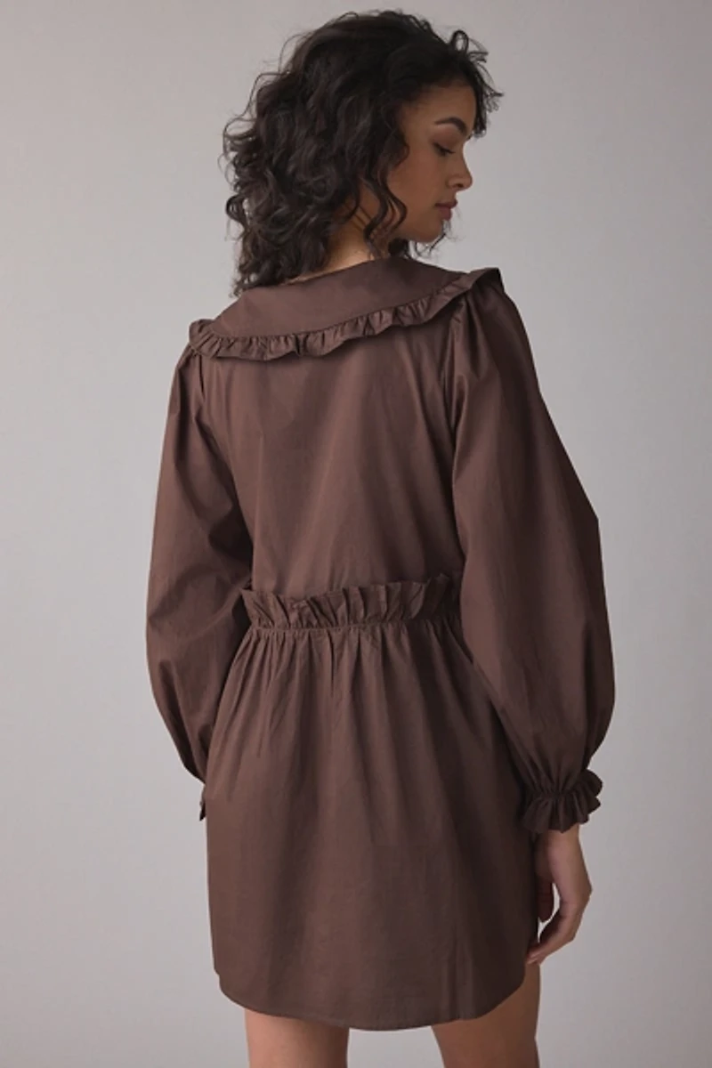 Daisy Street Fern Ruffle Collar Long Sleeve Mini Dress