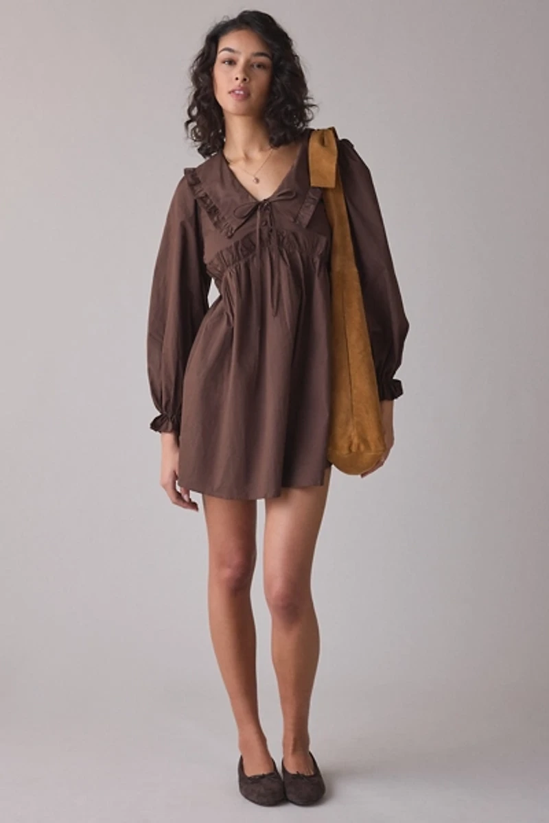 Daisy Street Fern Ruffle Collar Long Sleeve Mini Dress