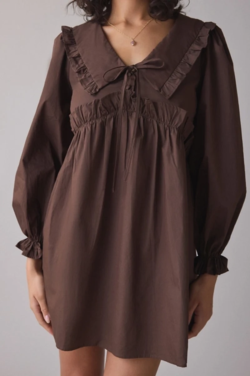 Daisy Street Fern Ruffle Collar Long Sleeve Mini Dress