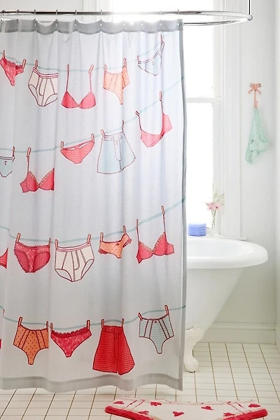 Laundry Line Patterned Shower Curtain