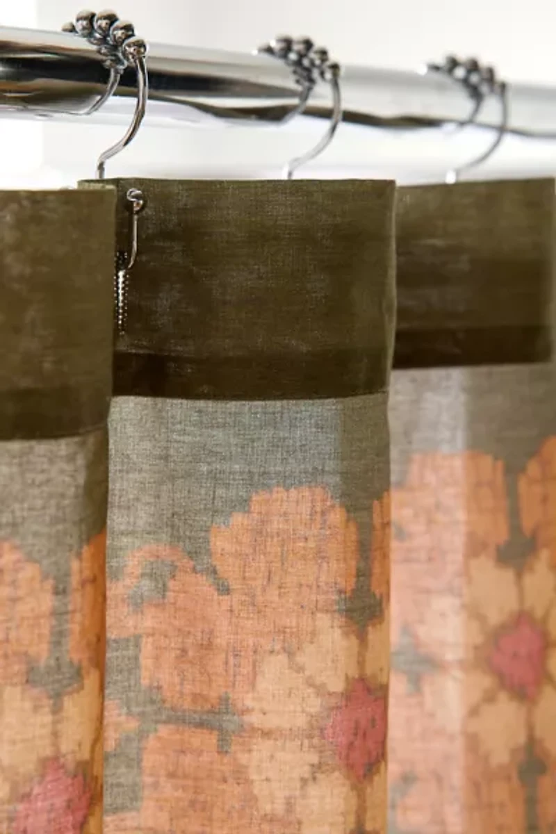 Minerva Floral Patterned Shower Curtain