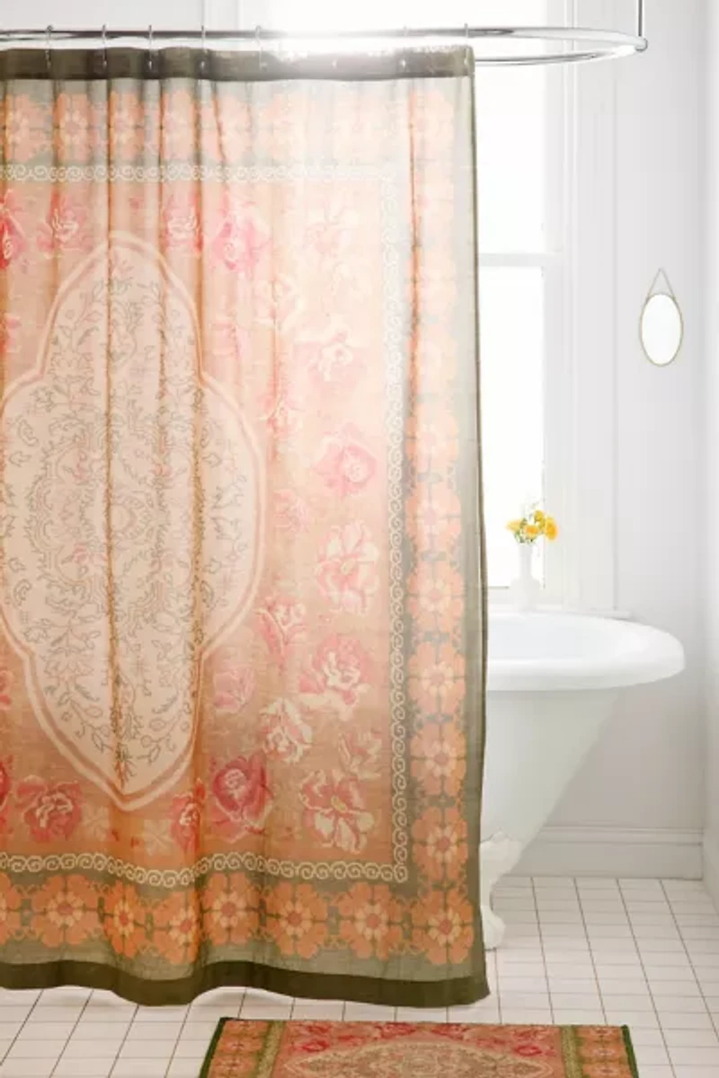 Minerva Floral Patterned Shower Curtain