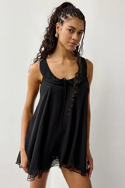 Out From Under Laurel Swiss Dot Mesh Trim Chiffon Slip