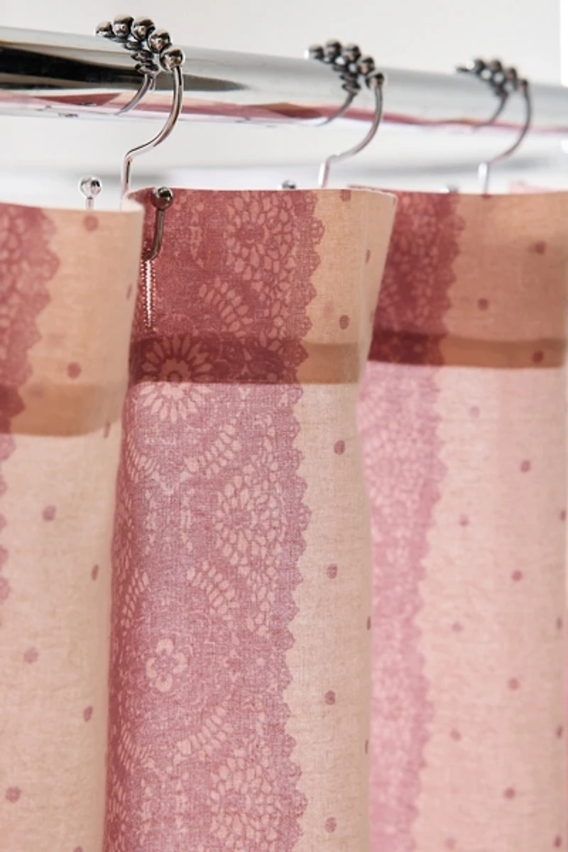 Lace Striped Patterned Shower Curtain
