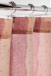 Lace Striped Patterned Shower Curtain