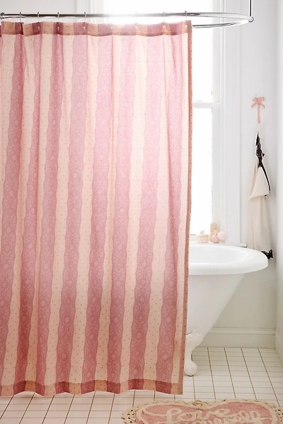Lace Striped Patterned Shower Curtain