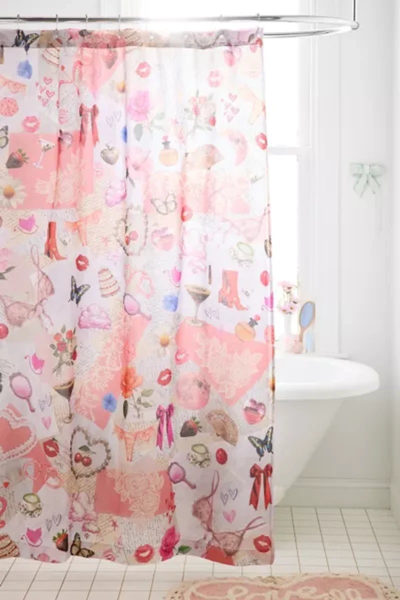 Sabrina Collage Patterned Shower Curtain