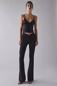 UO Helly Ruched Plunging Rhinestone Strap Tank Top