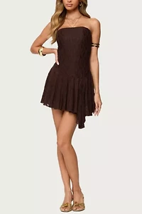 Edikted Elaia Asymmetric Strapless Lace Mini Dress