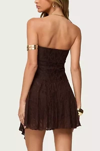 Edikted Elaia Asymmetric Strapless Lace Mini Dress