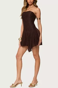 Edikted Elaia Asymmetric Strapless Lace Mini Dress