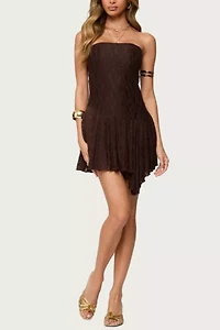 Edikted Elaia Asymmetric Strapless Lace Mini Dress